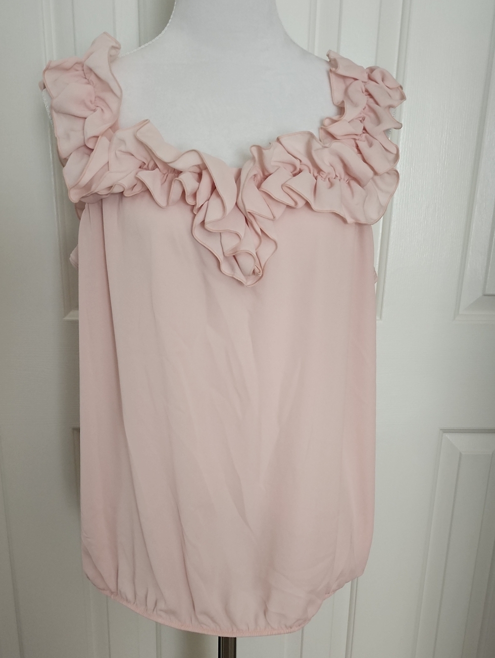 New York & Company Light Pink Ruffled Scoop Neck Camisole